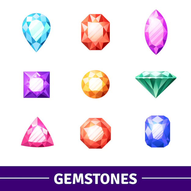 Free Vector | Gemstones icons set