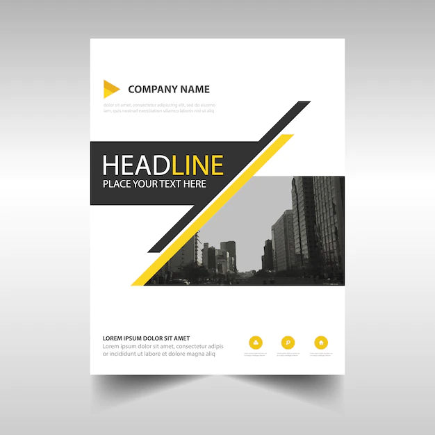 Free Vector | Geometric leaflet with yellow and black lines