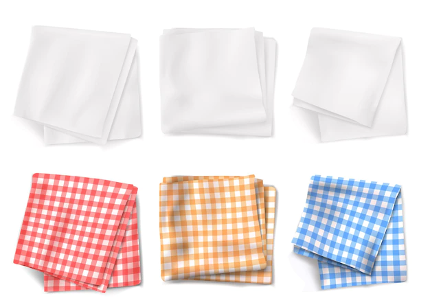 Free Vector | Gingham tablecloths and white kitchen towels top view