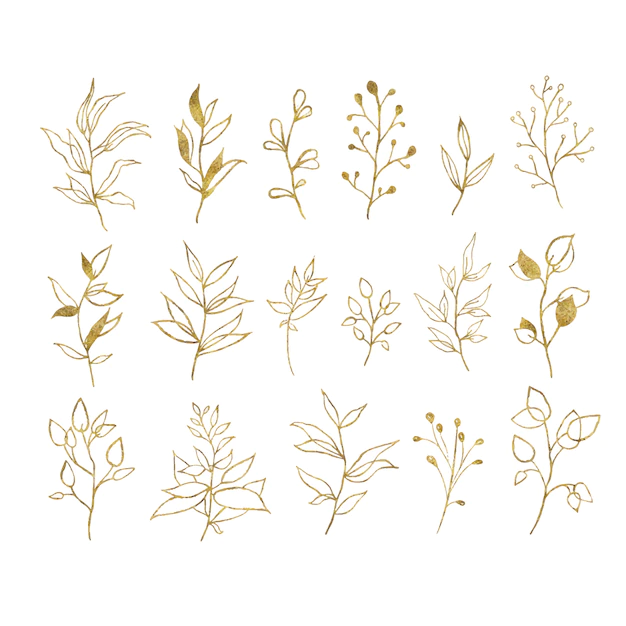 Free Vector | Gold tropical leaves isolated on white