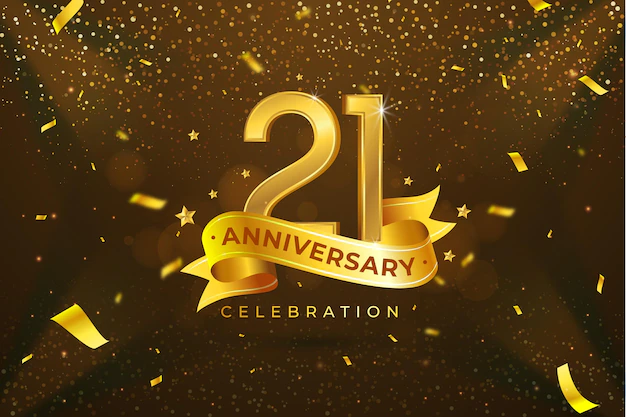 Free Vector | Golden elements in 21 anniversary background