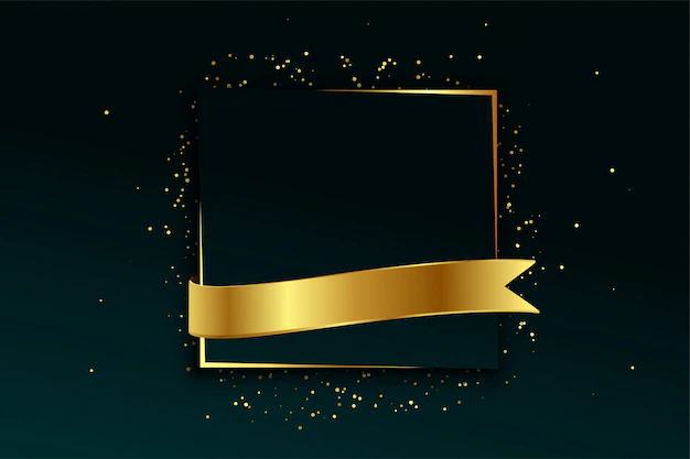 Free Vector | Golden frame and ribbon background with text space