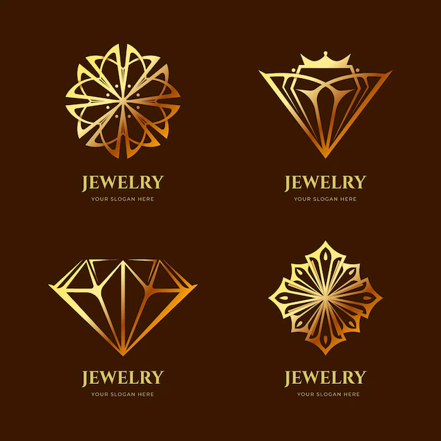 Free Vector | Golden gradient jewelry logo collection