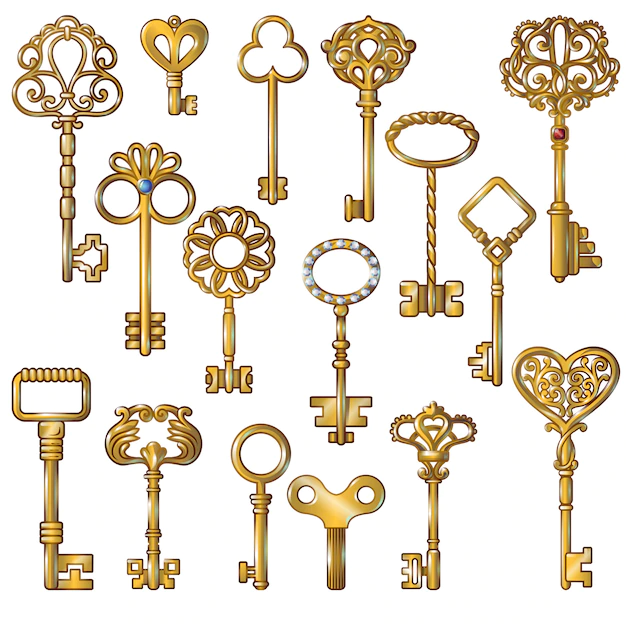 Free Vector | Golden keys set