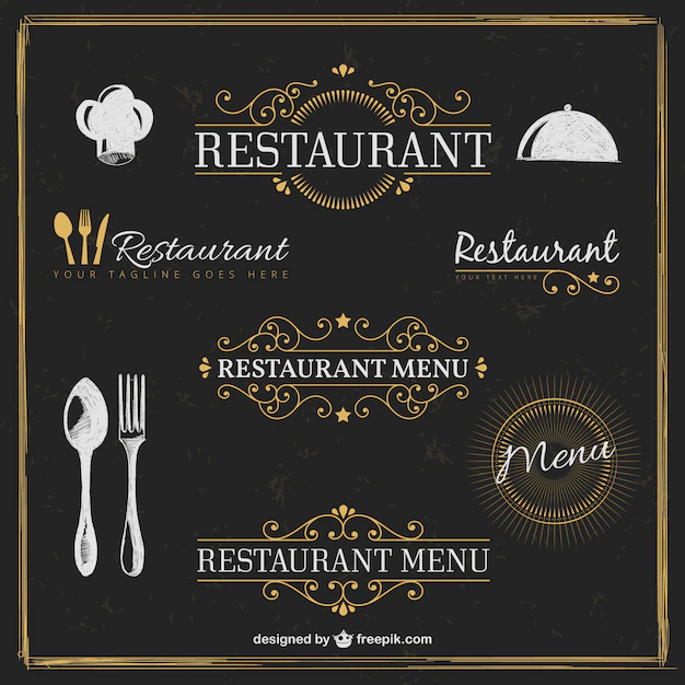 Free Vector | Golden restaurant badges in retro style