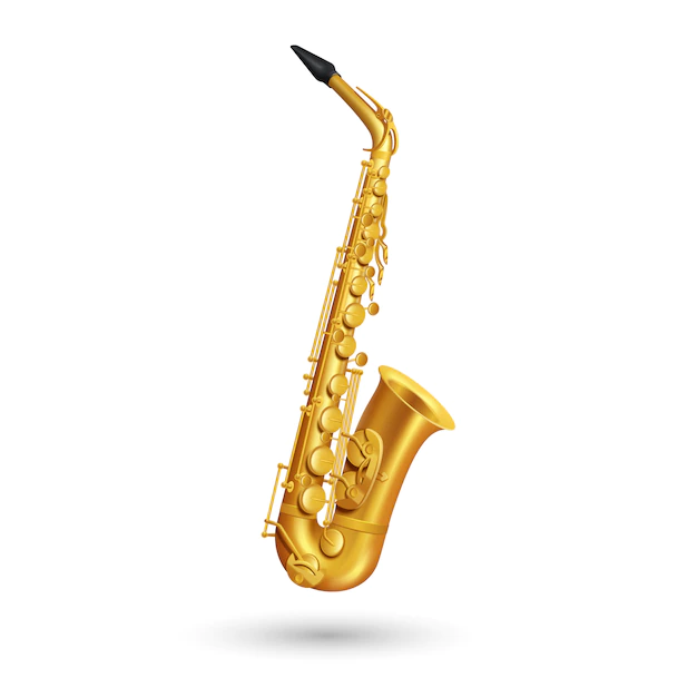 Free Vector | Golden saxophone on white background in cartoon style