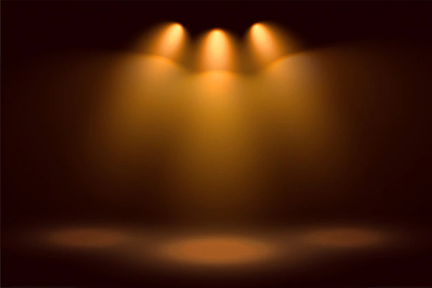 Free Vector | Golden three spotlights and stage background
