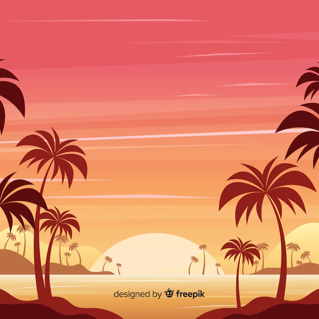 Free Vector | Gradient beach sunset landscape