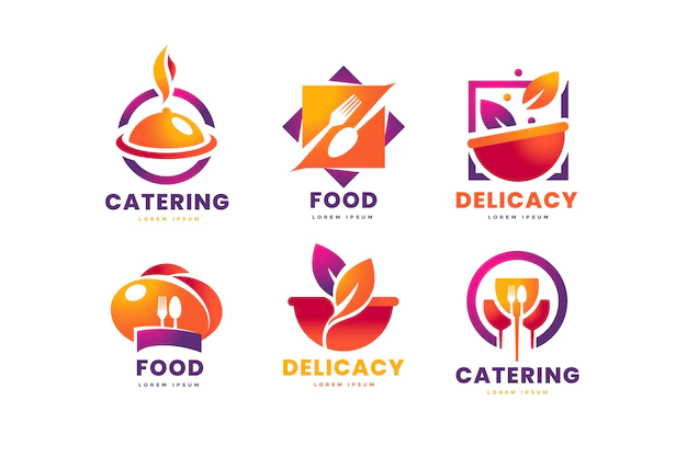 Free Vector | Gradient catering logo template set