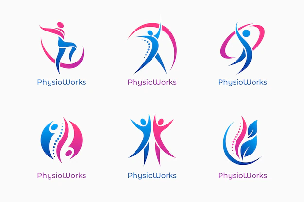 Free Vector | Gradient physiotherapy logo set