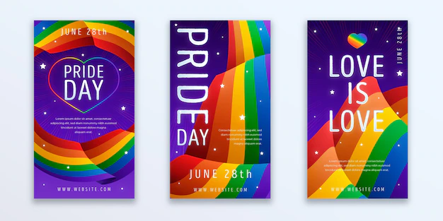 Free Vector | Gradient pride day instagram stories collection