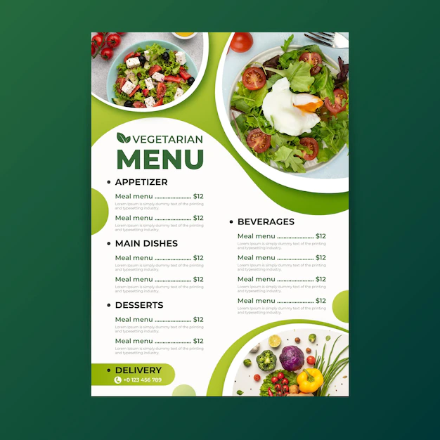 Free Vector | Gradient vegetarian food menu template