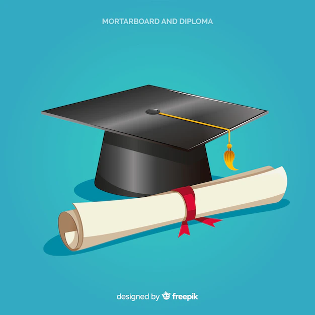 Free Vector | Graduation cap and diploma with flat design