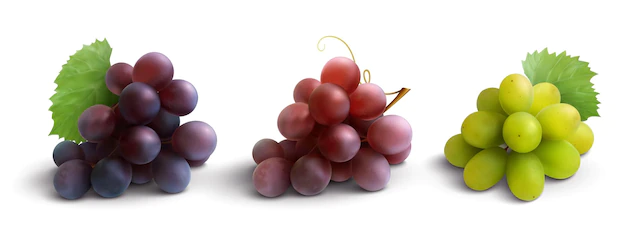 Free Vector | Grapes realistic composition with red rose and white grapes isolated