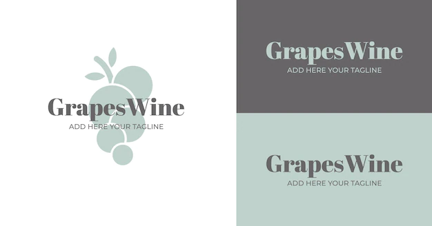 Free Vector | Grapes wine logo set in different color versions