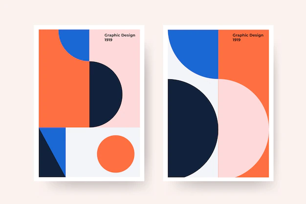 Free Vector | Graphic design cover in bauhaus style with curved lines