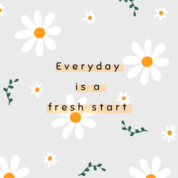 Free Vector | Gray daisy template vector for social media post quote everyday is a fresh start