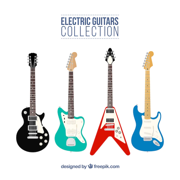 Free Vector | Great selection of electric guitars in flat design