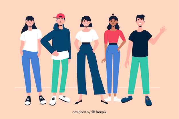 Free Vector | Group of young people posing for a photo