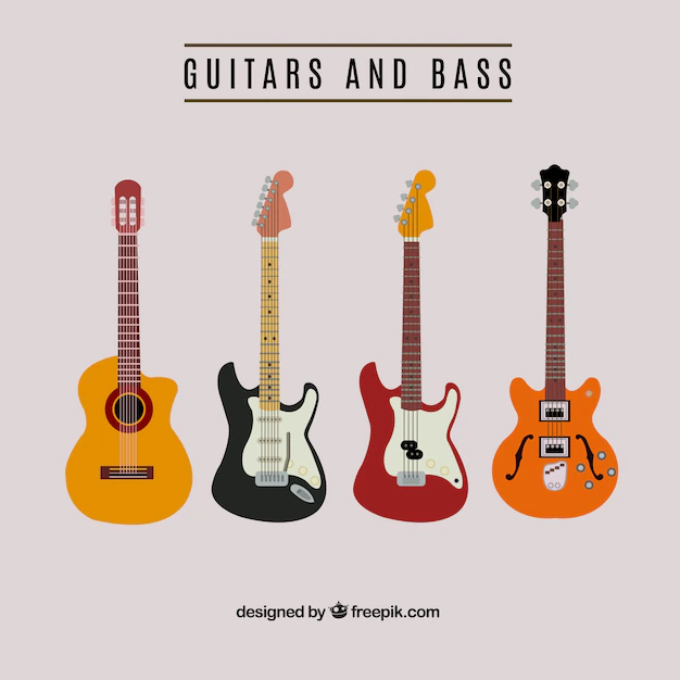 Free Vector | Guitar and bass collect