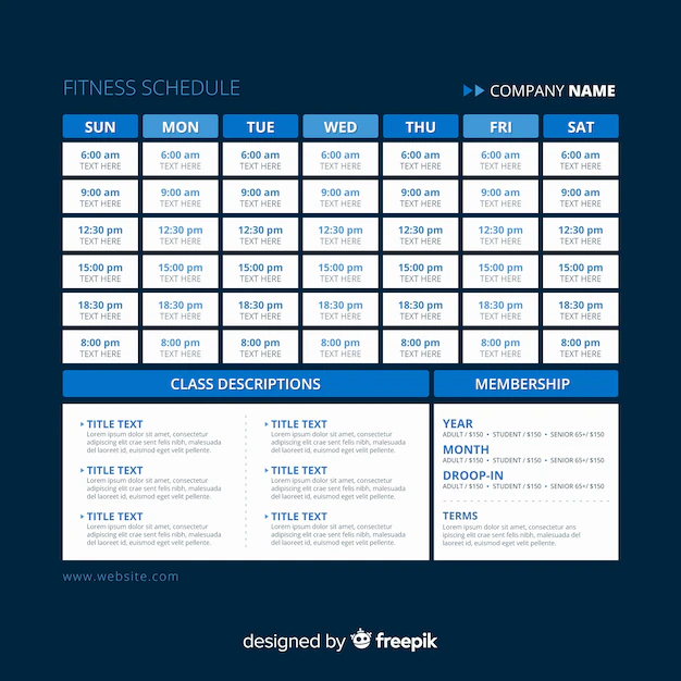 Free Vector | Gym training schedule template
