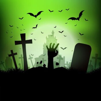 Free Vector | Halloween landscape with zombie hand