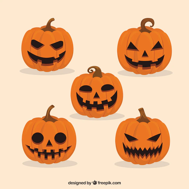 Free Vector | Halloween pumpkin set