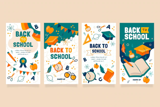 Free Vector | Hand drawn back to school instagram stories collection