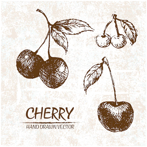 Free Vector | Hand drawn cherries design