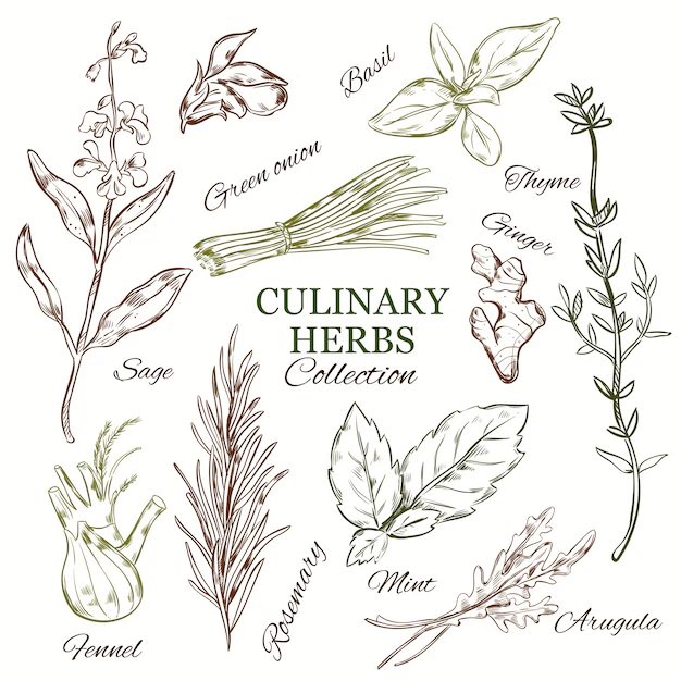 Free Vector | Hand drawn culinary herbs set