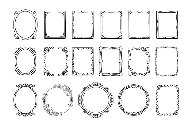 Free Vector | Hand drawn doodle frame pack