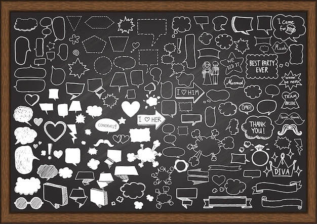 Free Vector | Hand drawn elements on chalkboard