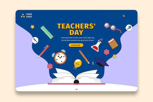 Free Vector | Hand drawn flat teachers' day landing page template