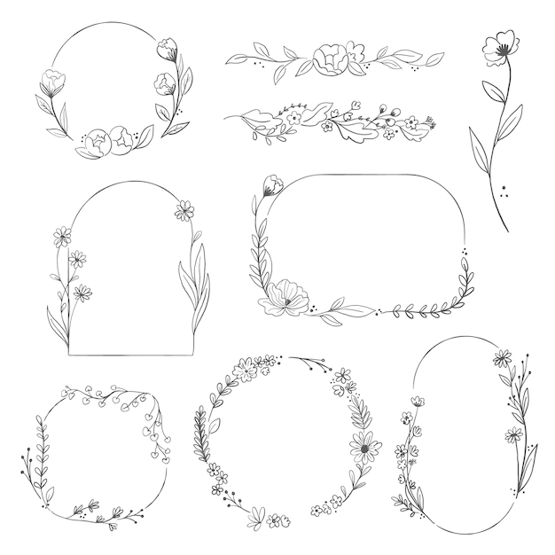 Free Vector | Hand drawn floral frame collection