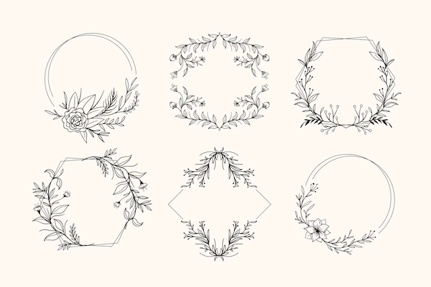 Free Vector | Hand drawn floral frame pack