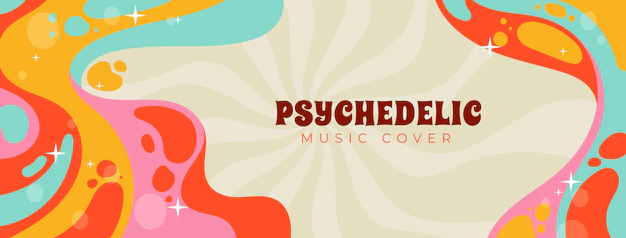 Free Vector | Hand drawn groovy psychedelic social media cover template