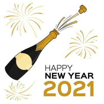 Free Vector | Hand drawn happy new year 2021 bottle of champagne