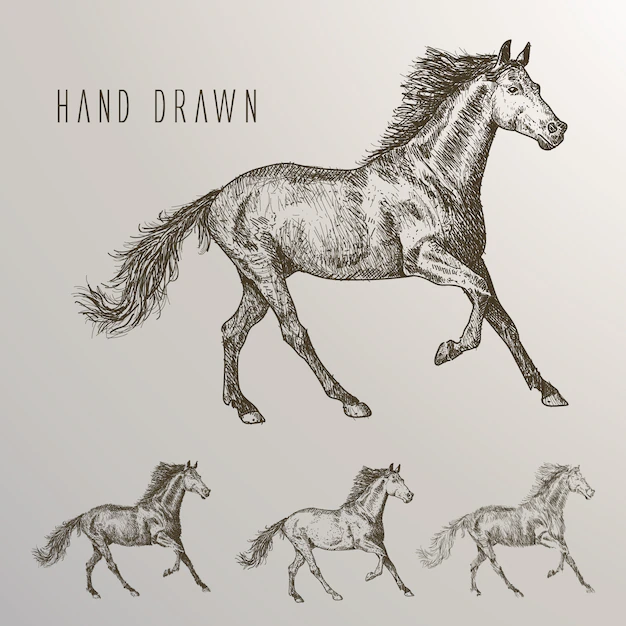 Free Vector | Hand drawn horses collection
