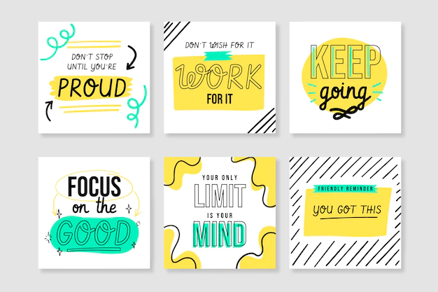 Free Vector | Hand drawn inspirational quotes instagram post collection