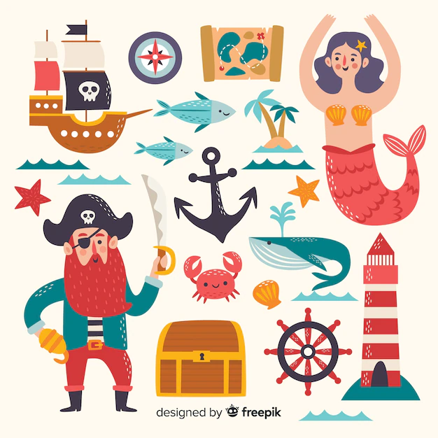 Free Vector | Hand drawn marine life character collection