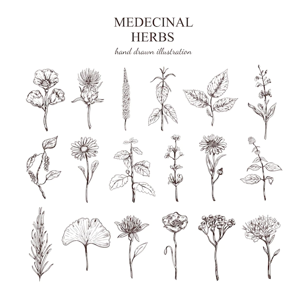 Free Vector | Hand drawn medical herbs collection