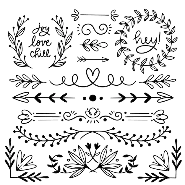 Free Vector | Hand drawn ornamental element collection