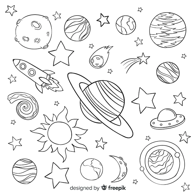 Free Vector | Hand drawn planet collection in doodle style