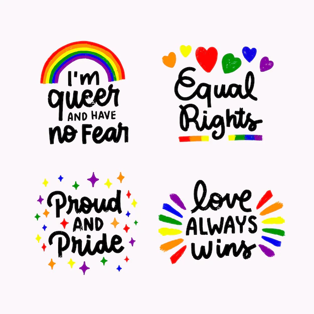 Free Vector | Hand drawn pride day badge collection