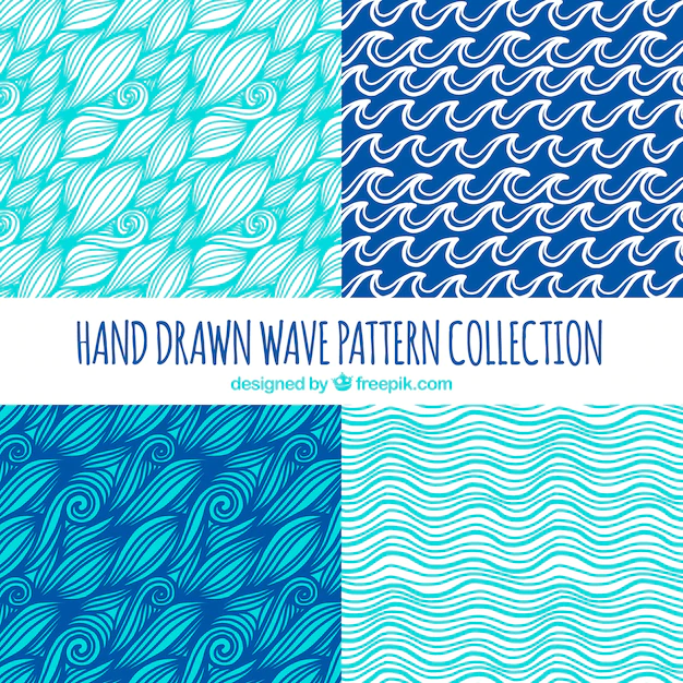 Free Vector | Hand-drawn selection of four wave patterns