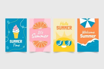 Free Vector | Hand drawn summer cards collection