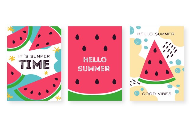 Free Vector | Hand drawn summer cards set