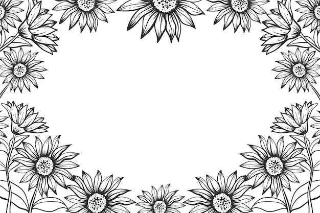 Free Vector | Hand drawn sunflower border
