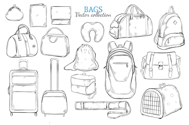 Free Vector | Hand drawn travel bags set