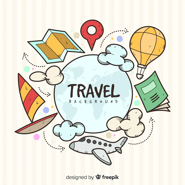 Free Vector | Hand drawn travel elements background